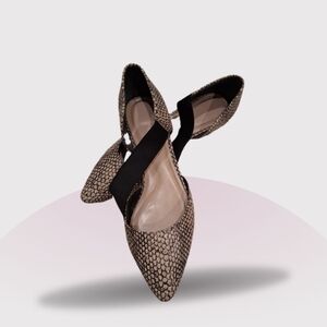 Preston & York Snakeskin Pattern Flats in Black and Cream